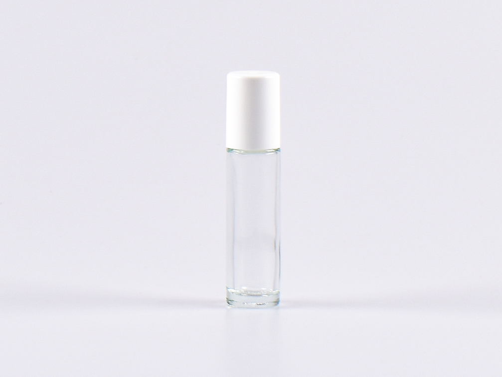 Klarglasflasche mit Deckel weiss